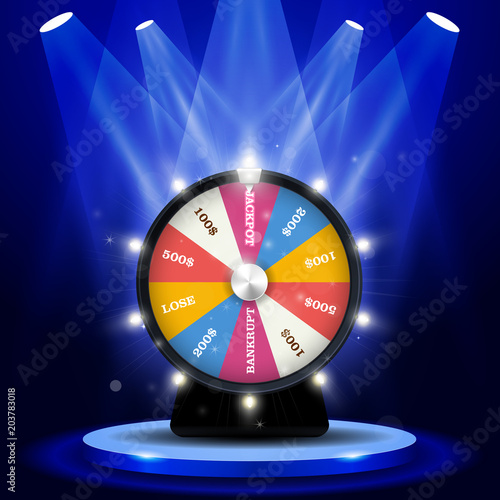 Lottery big win - jackpot on wheel of fortune, gambling concept