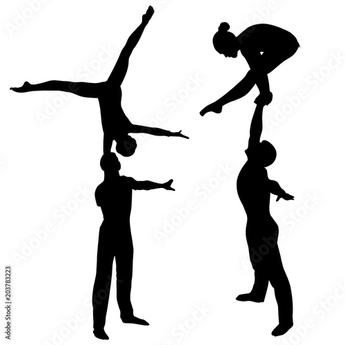 Gymnasts acrobats vector isolated on white background