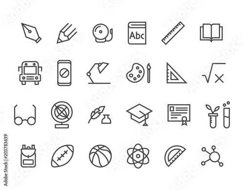 Set of School icons Editable Stroke. 48x48 Pixel Perfect