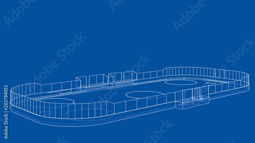 Ice hockey area outline. Vector