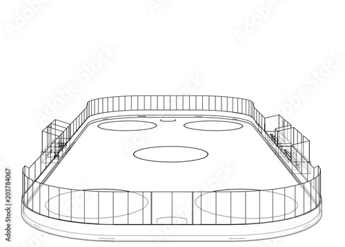 Ice hockey area outline. Vector