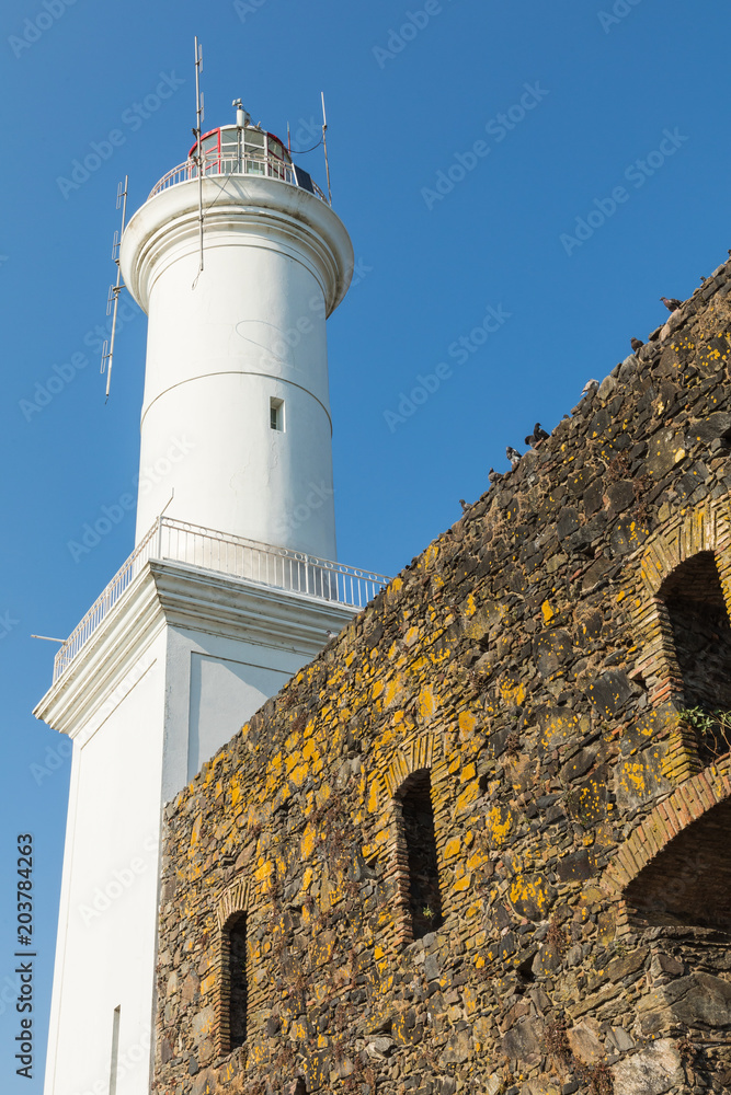 Lighthouse in Colonia del Sacramento, small colonial town, Uruguay.