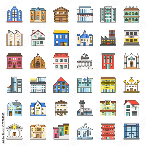 building construction, filled outline icon set 1/3