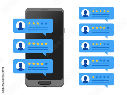 Smart Phone Bubble Review ,feedback, rating Vector Icon Illustration