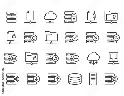 Set of Network and Server icon set  Editable Stroke. 48x48 Pixel Perfect.