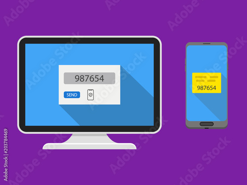 Two factor authentication with phone email security key and password login. Vector illustration muti factor authentication concept