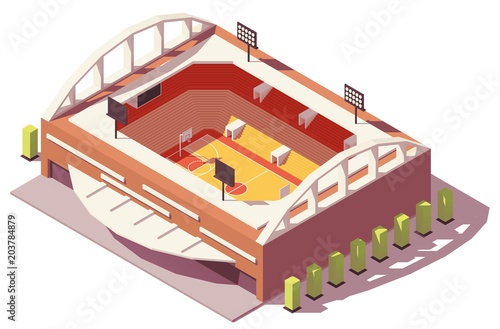 Vector isometric low poly basketball stadium