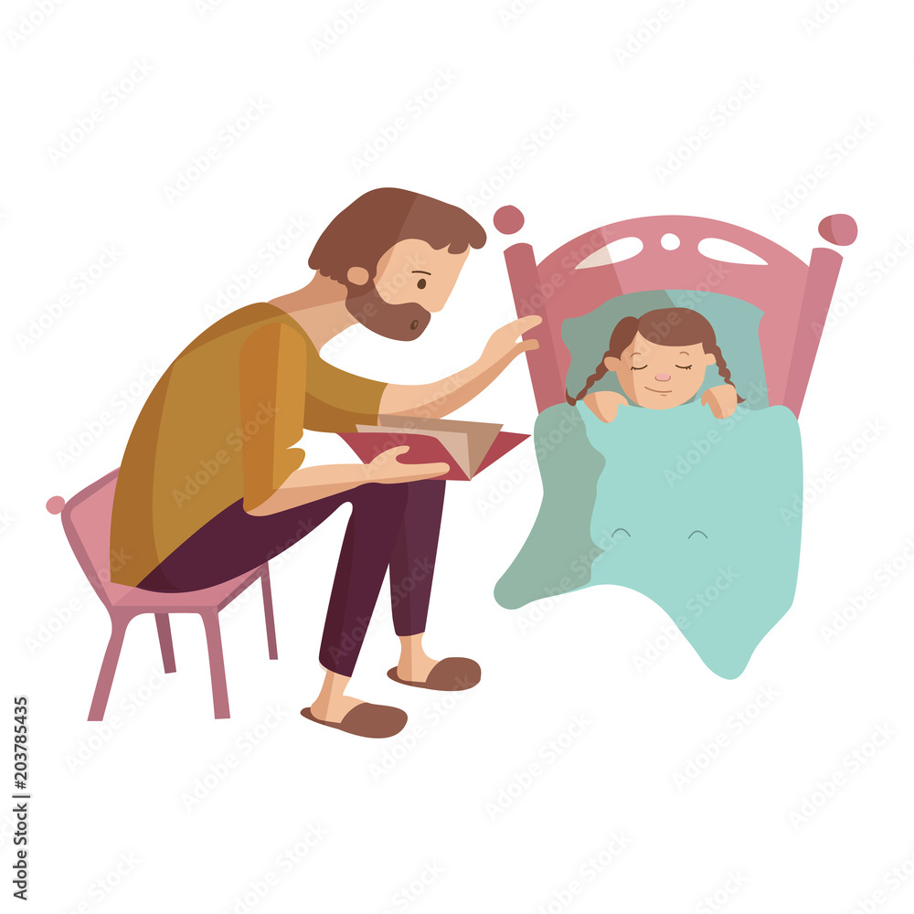 Father and child vector cartoon illustration Father and child vector cartoon illustration