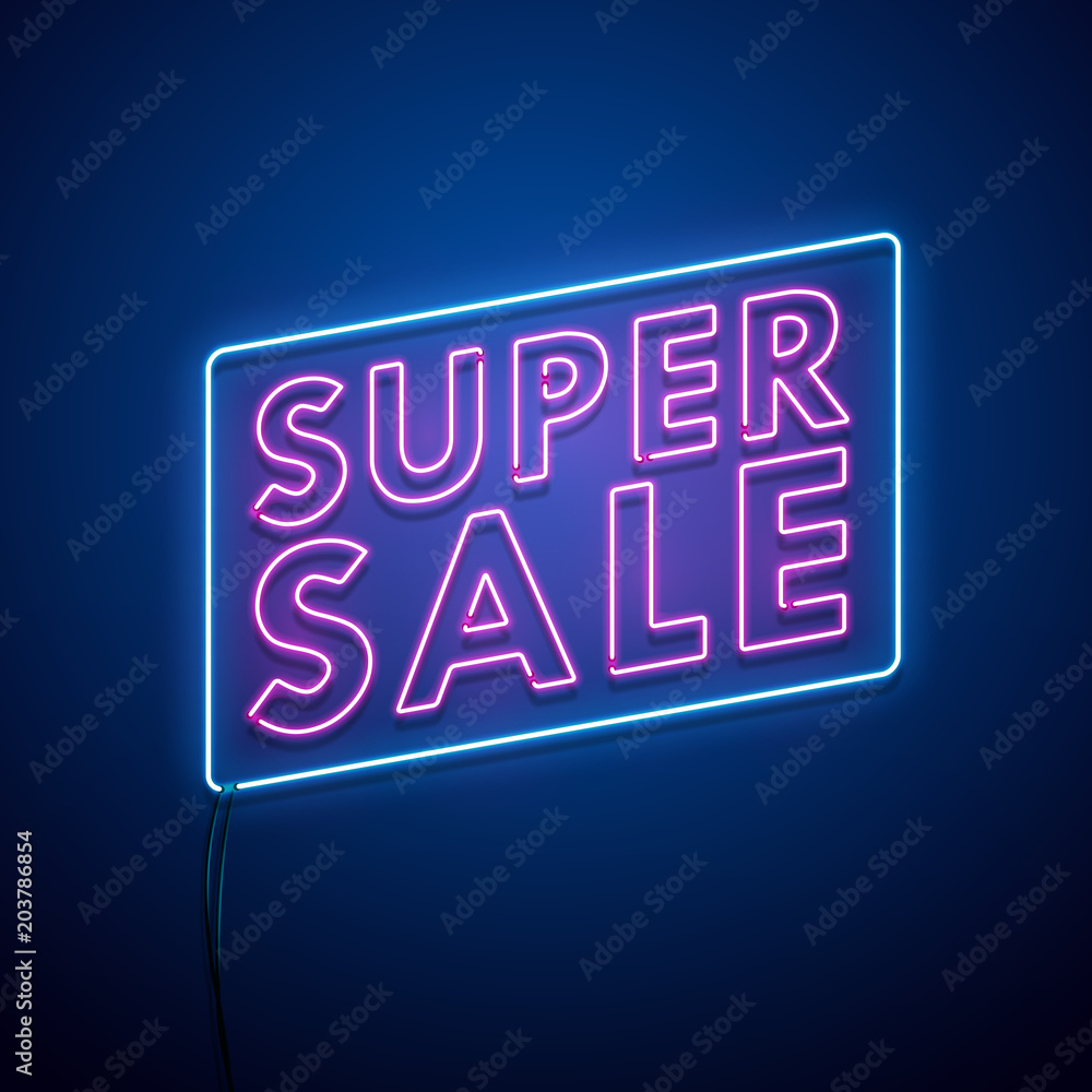Fototapeta premium Sale neon sign. Vector illustration. 
