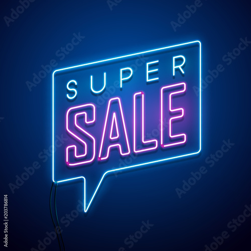 Sale neon sign. Vector illustration. 