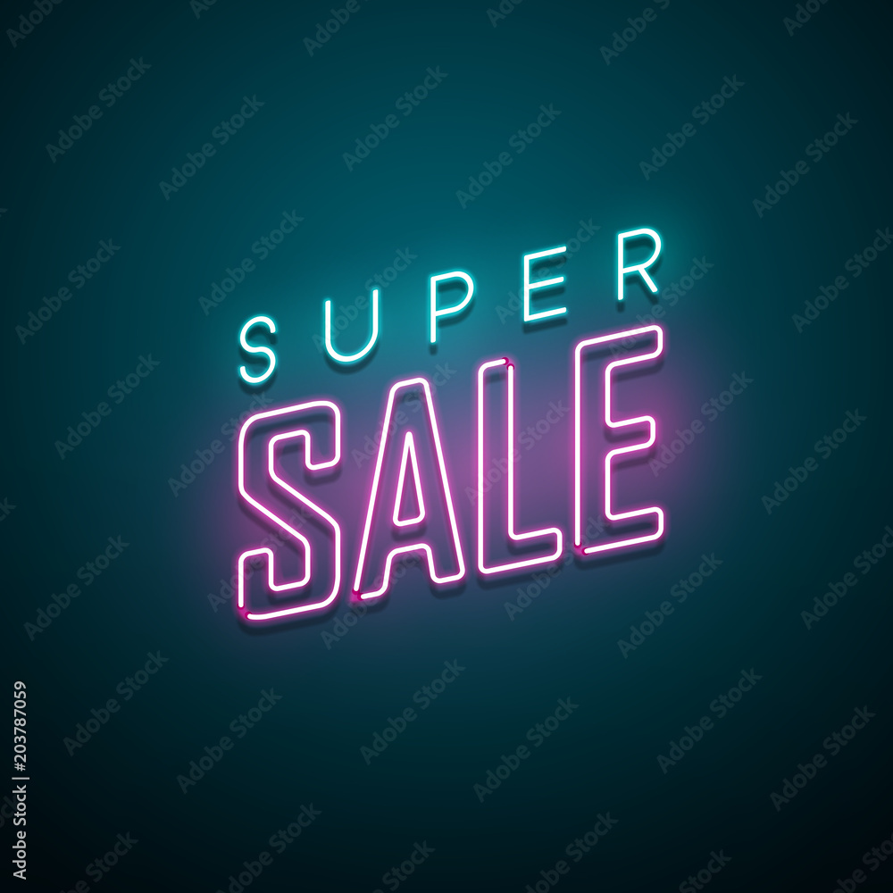 Sale neon sign. Vector illustration. 