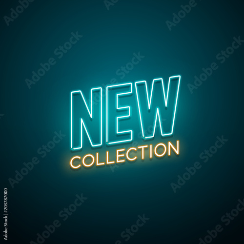New collection neon sign. Vector illustration.