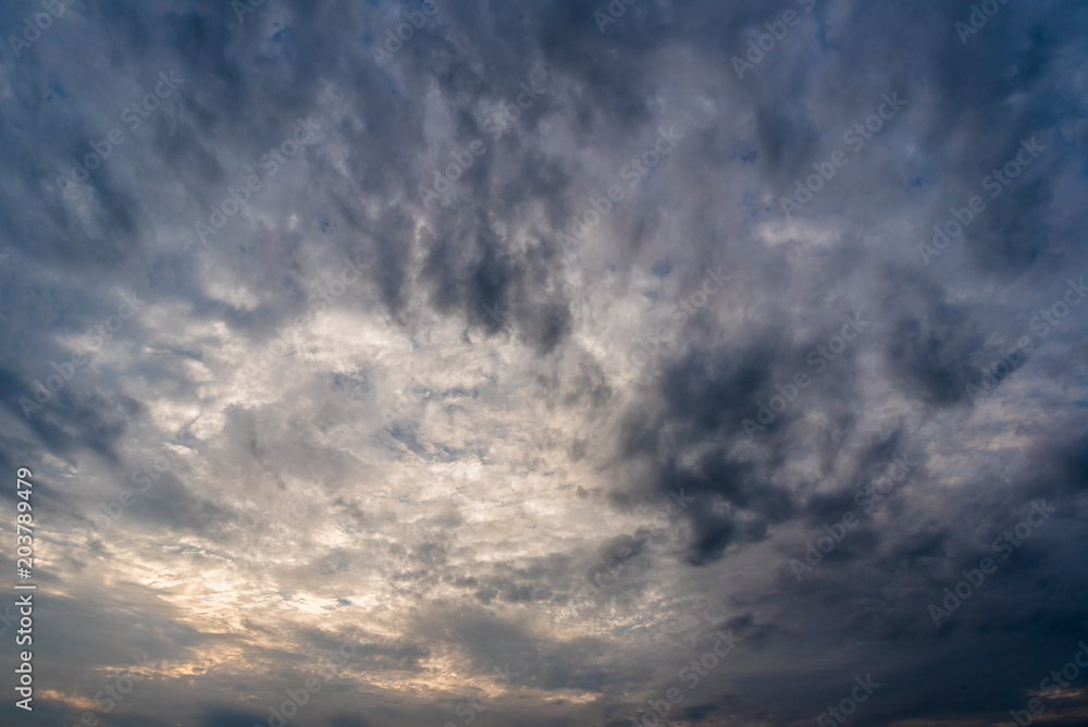 dark storm clouds with background,Dark clouds before a thunder-storm.