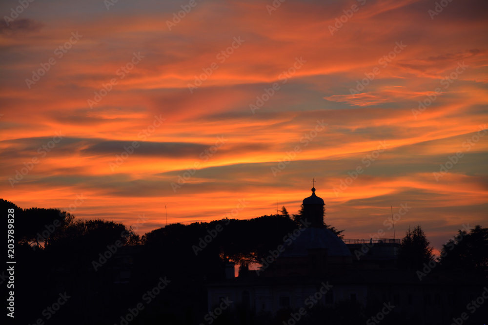 Wonderful sunset in Rome