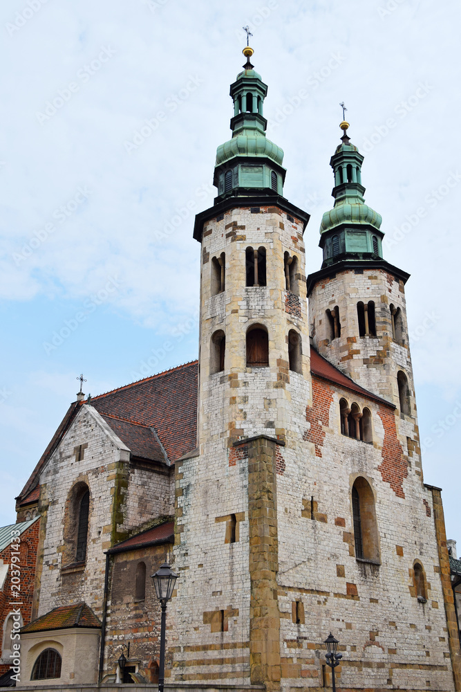 Brick church of Saint Andrew in Krakow, Poland