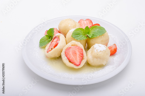 Stuffed strawberry dumplings