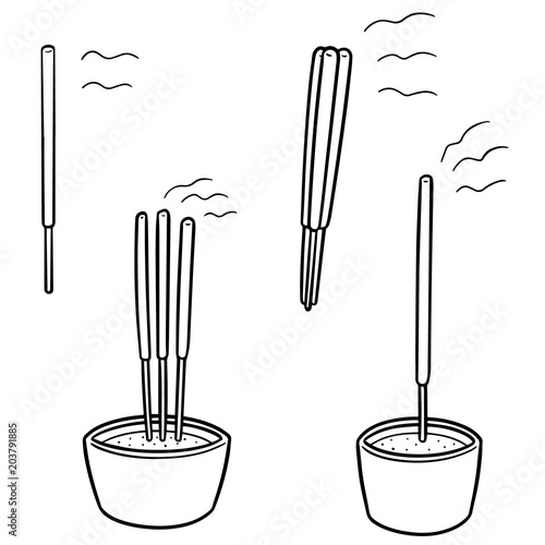 vector set of incense stick