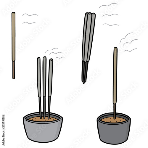 vector set of incense stick