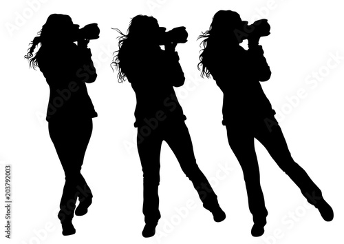People with a camera on white background