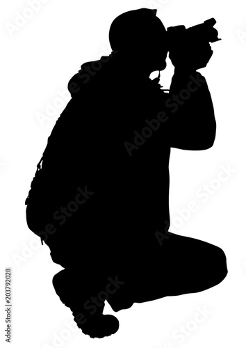 People with a camera on white background