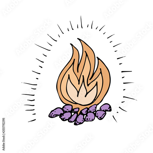 Doodle camping fire vector illustration