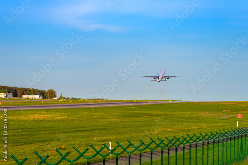 Passenger aircraft take off from Lech Walesa Airport in Gdansk.