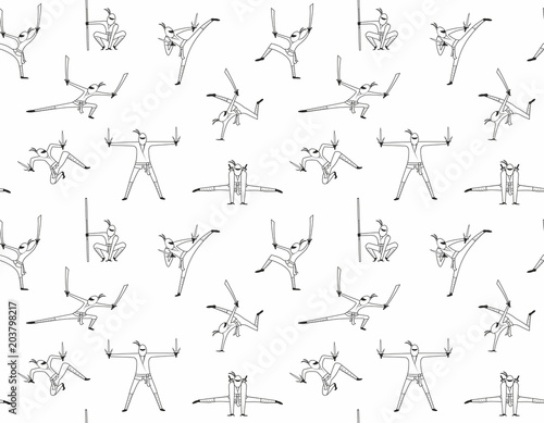 Seamless pattern of ninja isolated on white background
