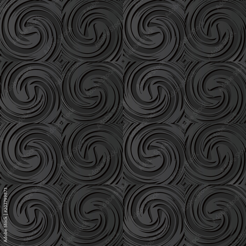3D dark paper art Spiral Vortex Cross Wind Swirl Wave