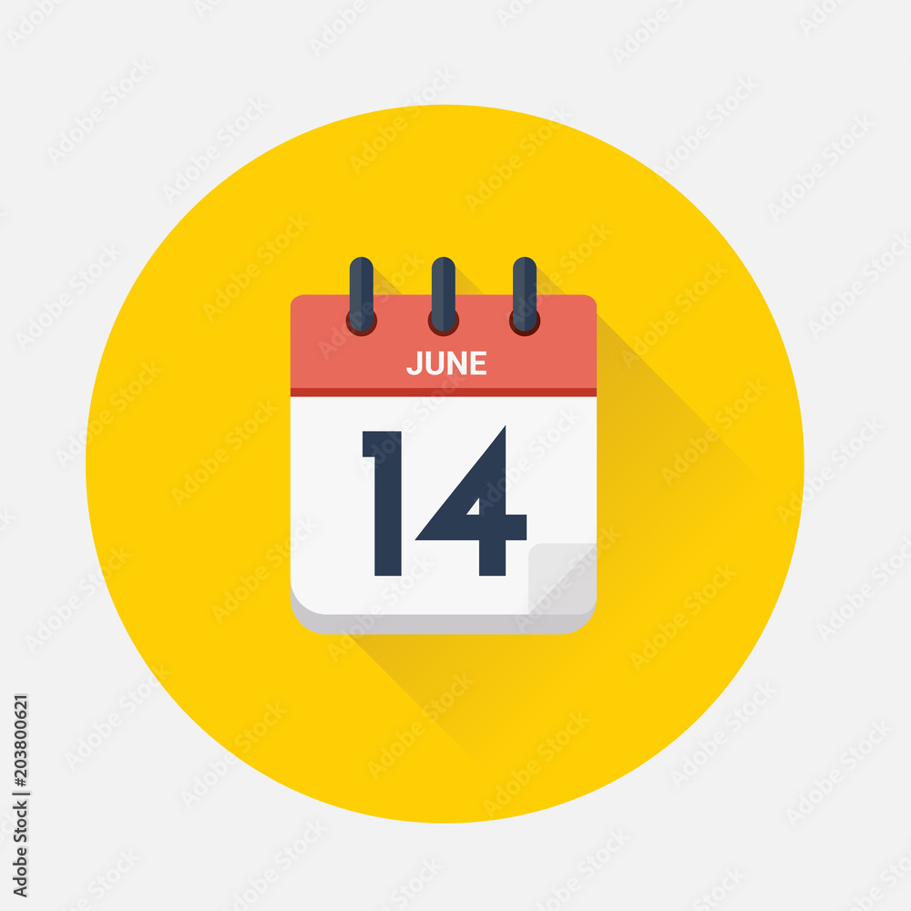 Vector of Day calendar with date June 14, 2018