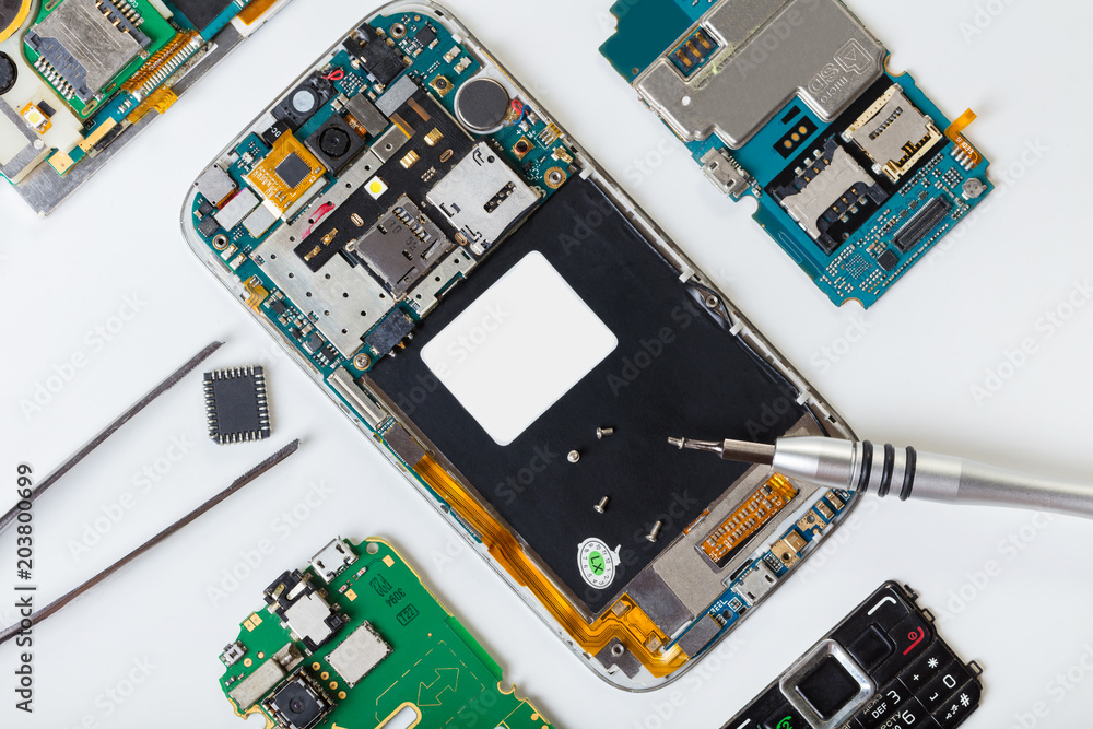 disassembled mobile phone and tools disassembled mobile phone and tools