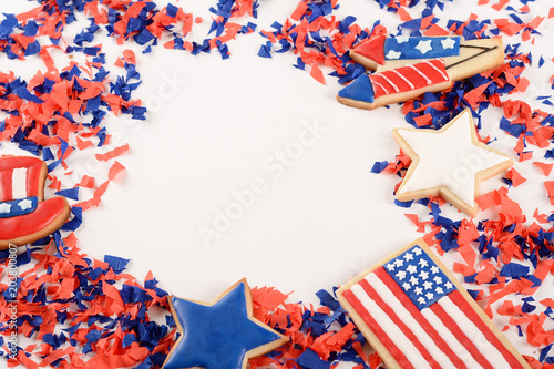 Patriotic confetti background of 4th of July