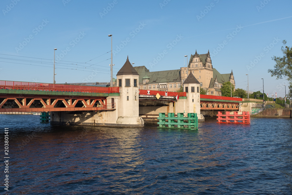 Szczecin in Poland /  bridge crossing the river