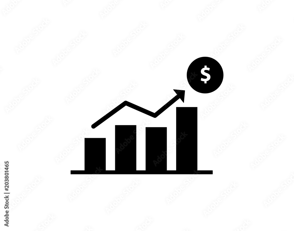 Business growth chart icon with dollar sign Business growth chart icon with dollar sign