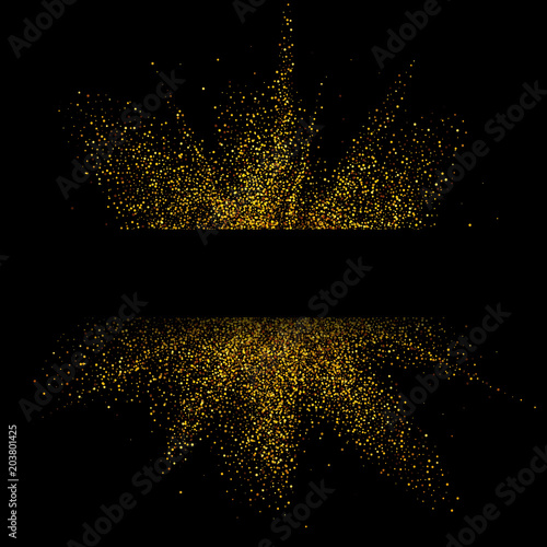 Black background with yellow glitter explosion.