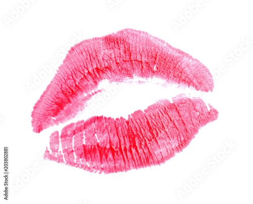 Plakat w ramie Lipstick kiss mark, isolated on white