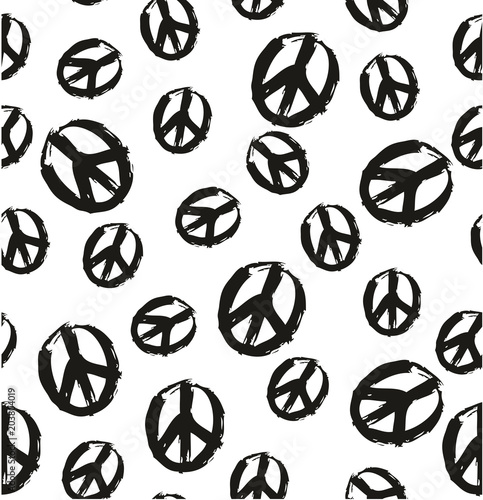 Pen Peace Symbol Seamless Pattern & Background Freehand Set 02