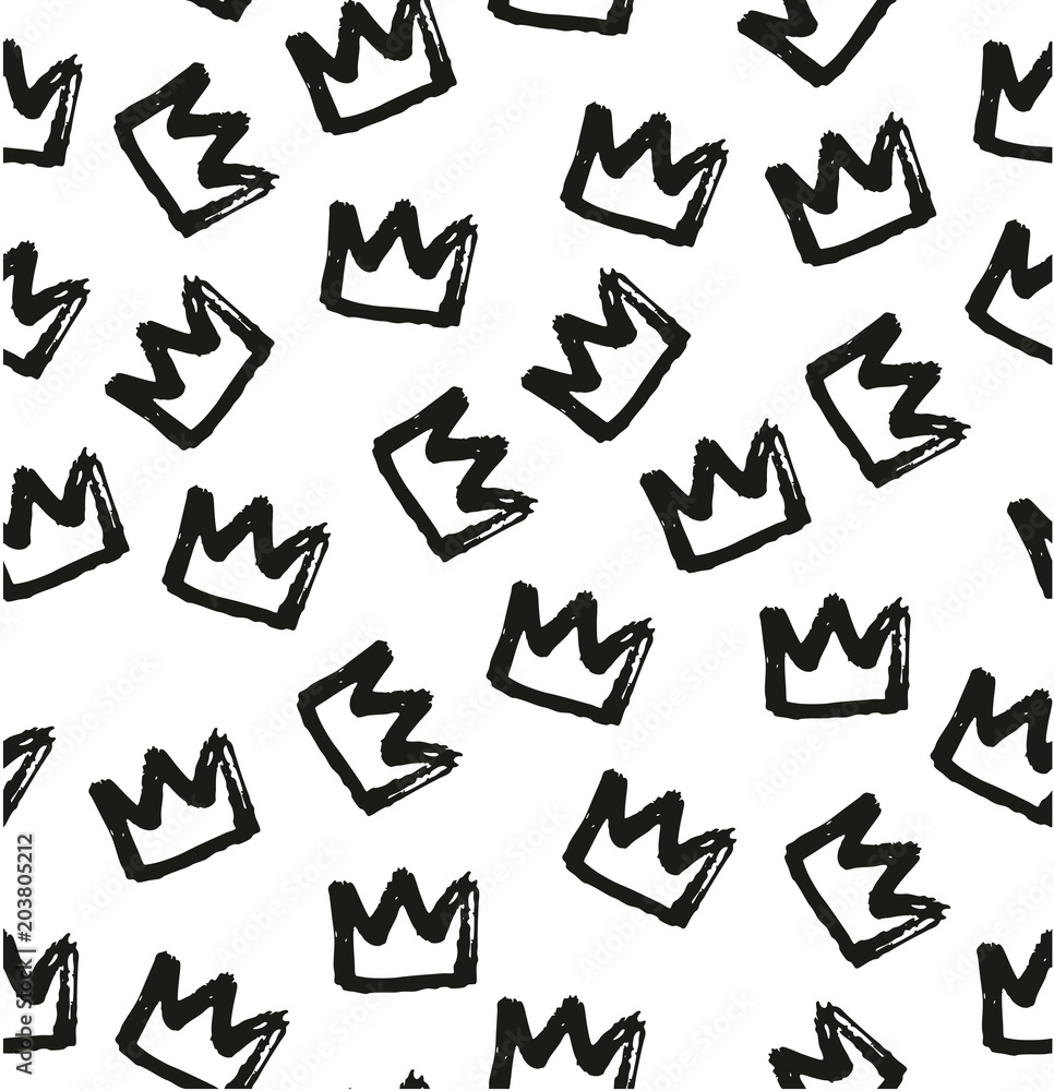 Pen Crown Seamless Pattern & Background Freehand Set 04 Pen Crown Seamless Pattern & Background Freehand Set 04