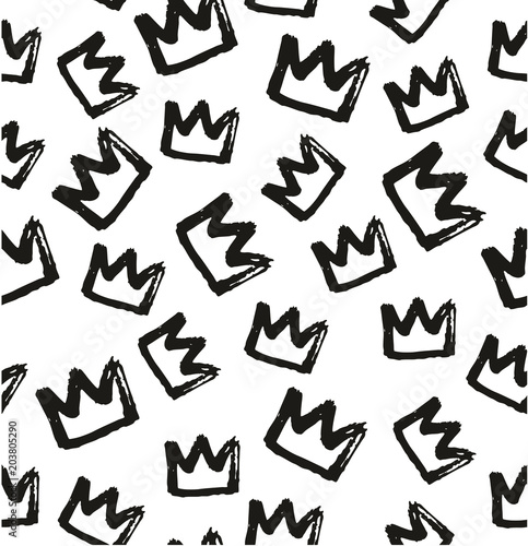 Pen Crown Seamless Pattern   Background Freehand Set 02