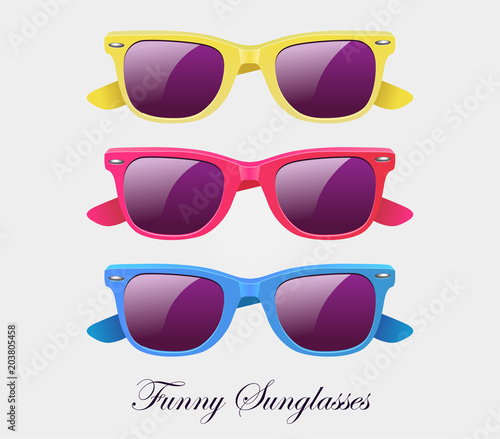 Canvas Print Sunglasses set wayfarer shape multicolored isolated - vector illustration