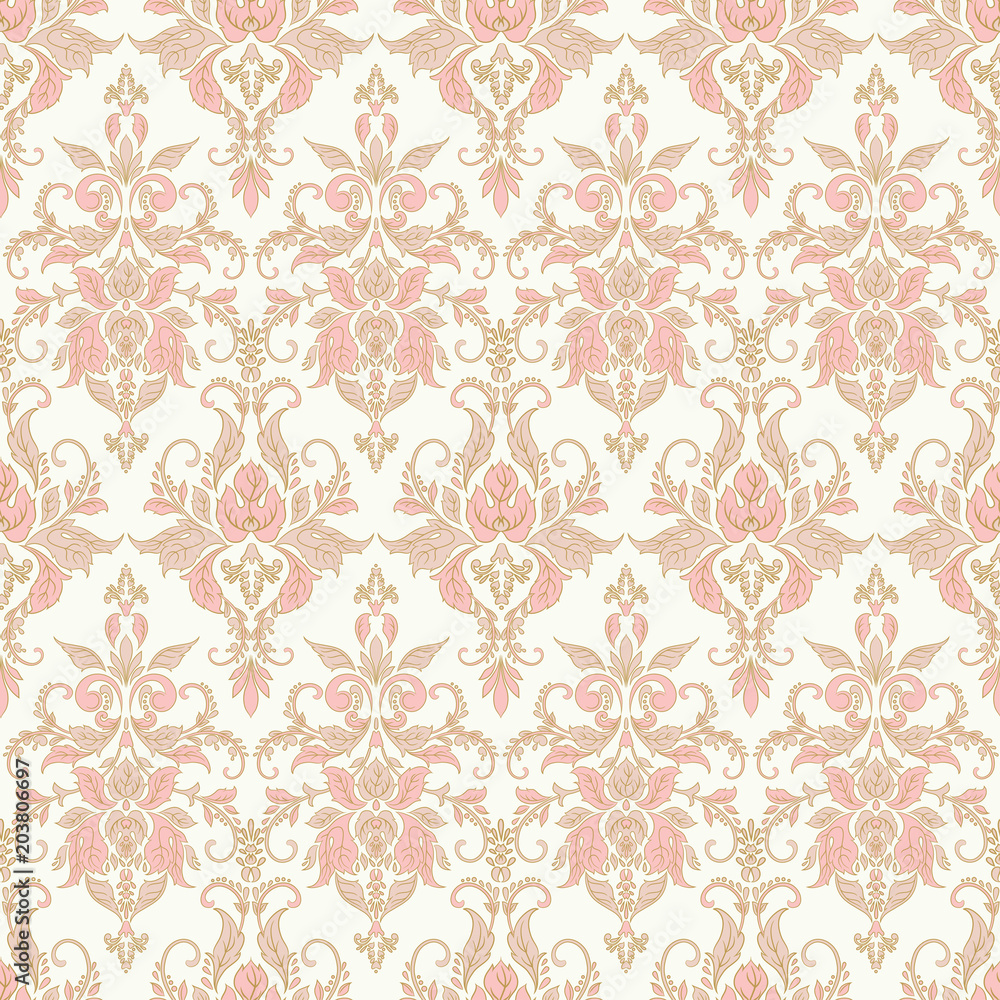 Vector floral wallpaper. Classic Baroque floral ornament. Seamless pattern