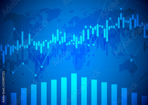 Wallpaper Mural Financial data graph chart, vector illustration. Abstract background with graph chart finance. Business concept. Torontodigital.ca