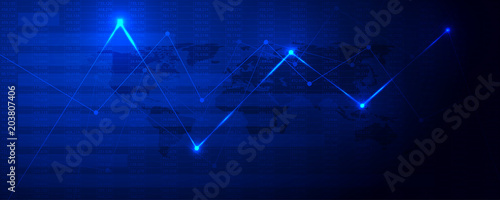 Financial data graph chart, vector illustration. Abstract background with graph chart finance. Business concept.
