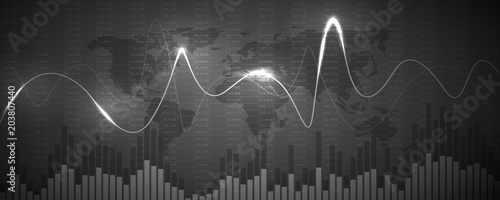 Financial data graph chart, vector illustration. Abstract background with graph chart finance. Business concept.