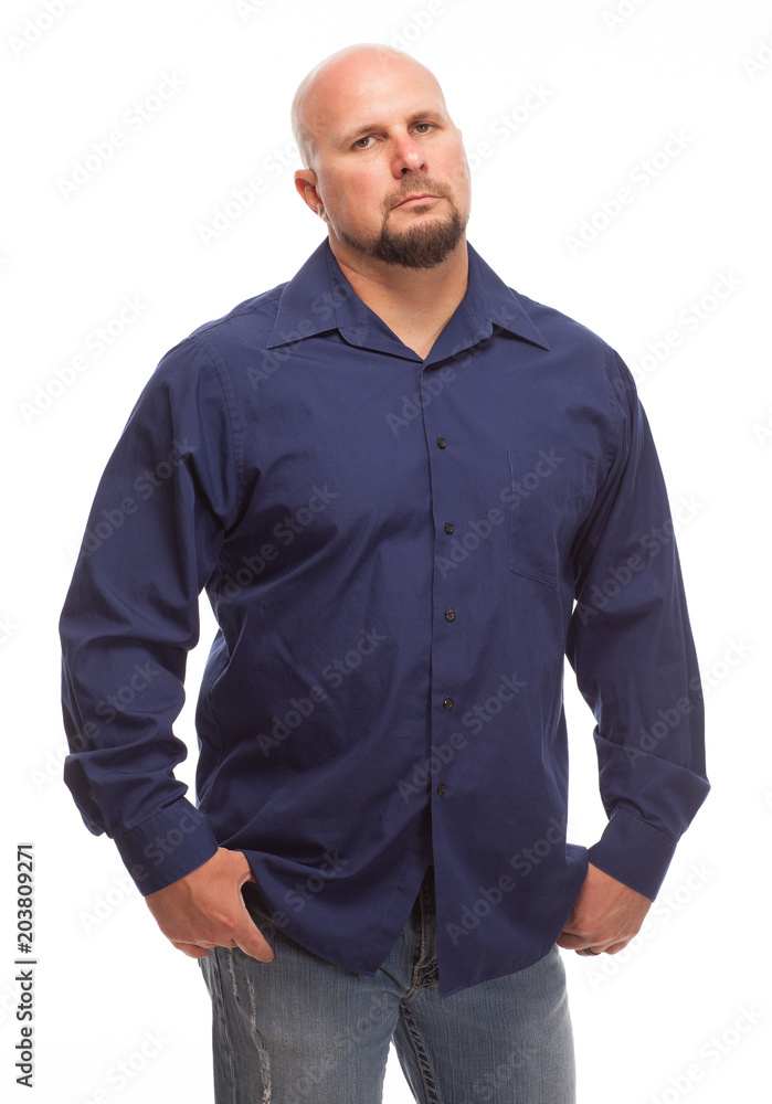 Man on white background who looks annoyed. Man on white background who looks annoyed.