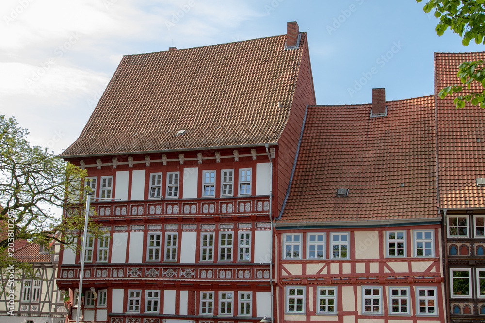 Fassade eines historischen Fachwerkhauses in einer deutschen Stadt