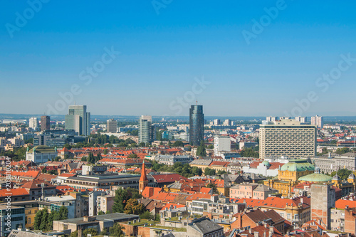  Zagreb down town skyline and modern business towers panoramic view, Croatia capital 