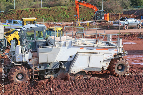 Soil stabiliser on a construction site