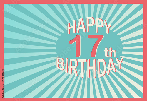 Slika na platnu Happy 17th Birthday in cartoon style