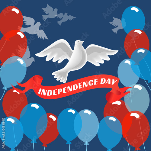 Happy American holiday poster. Colors of USA flag. Colorful design idea on July 4th greeting card, party celebration background. America Independence Day sale decorative banner. Vector illustration