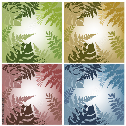 Wallpaper Mural set of colored abstract floral backgrounds with exotic leaves. Vector illustration. Torontodigital.ca